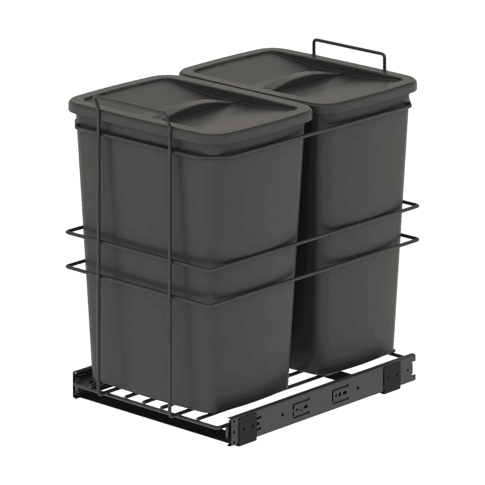 Poubelle coulissante double 2x35L, 400mm anthracite