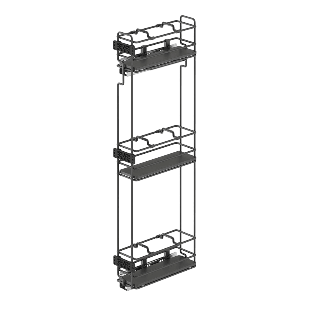 Porte-bouteille coulissante mini 150 mm à fond bois, Gauche